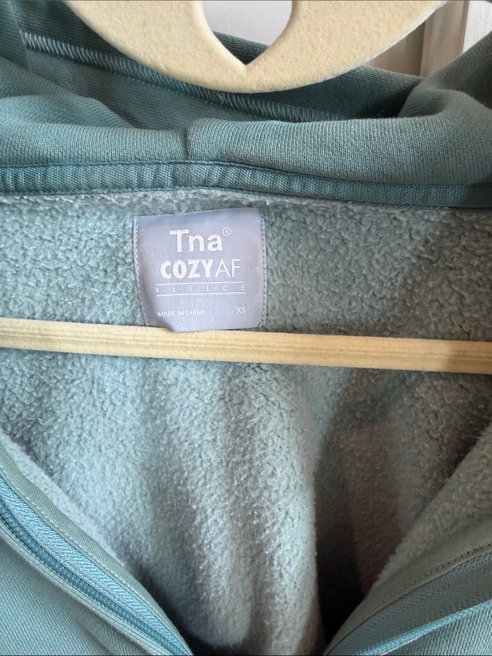 Aritzia Zip-Up Hoodie Jacket in Sage Green - Picture 2 of 3
